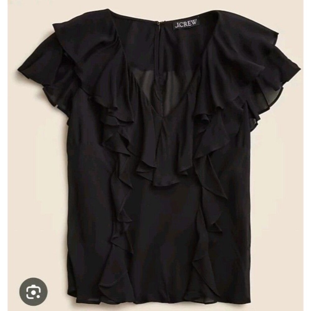 J. CREW Ruffle Chiffon Top Blouse Flutter Sleeve Camisole Lined CF459 Size S NWT
